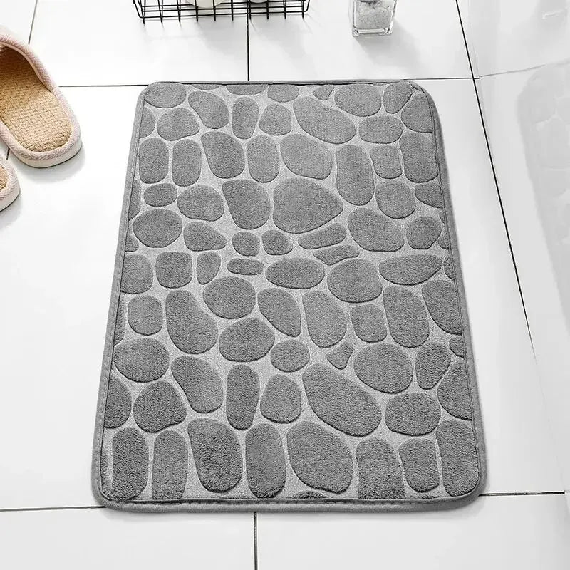 Embossed Microfiber Anti Slip Pebble Bath Mat